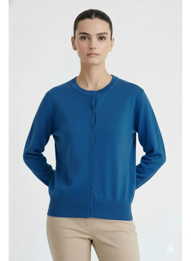Mısırlı 1951 Navy Bike Collar Women's Cardigan