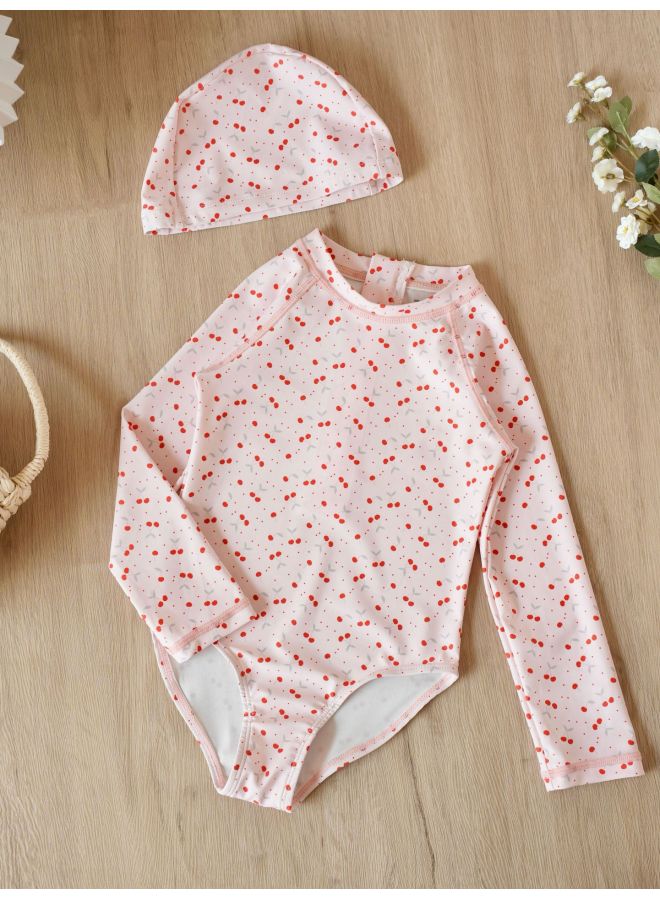 Girls' Anti-chlorine Long-sleeved Sun Protection Swimsuit Summer Girls Style Vacation Swimwear Kidsren's Cute Swimsuit