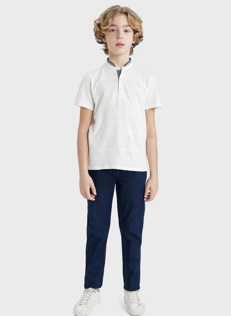 DeFacto Boy High Collar Pique Short Sleeve Polo T-Shirt  - Image 4