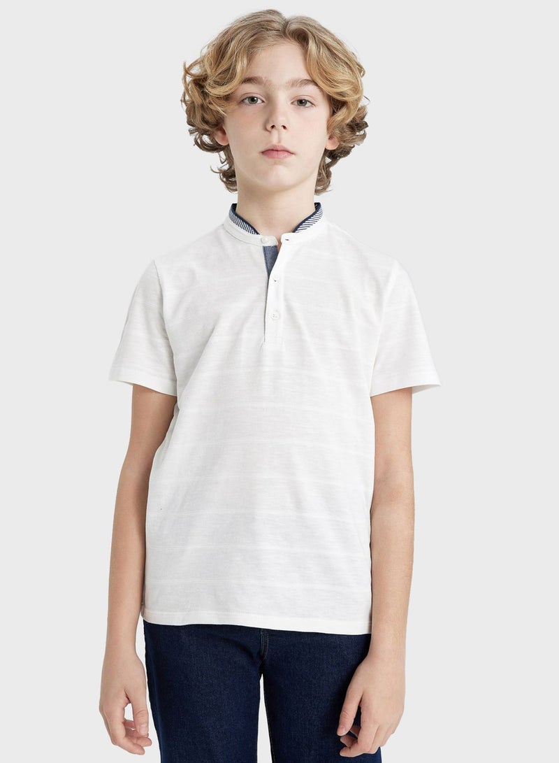 DeFacto Boy High Collar Pique Short Sleeve Polo T-Shirt  - Image 1