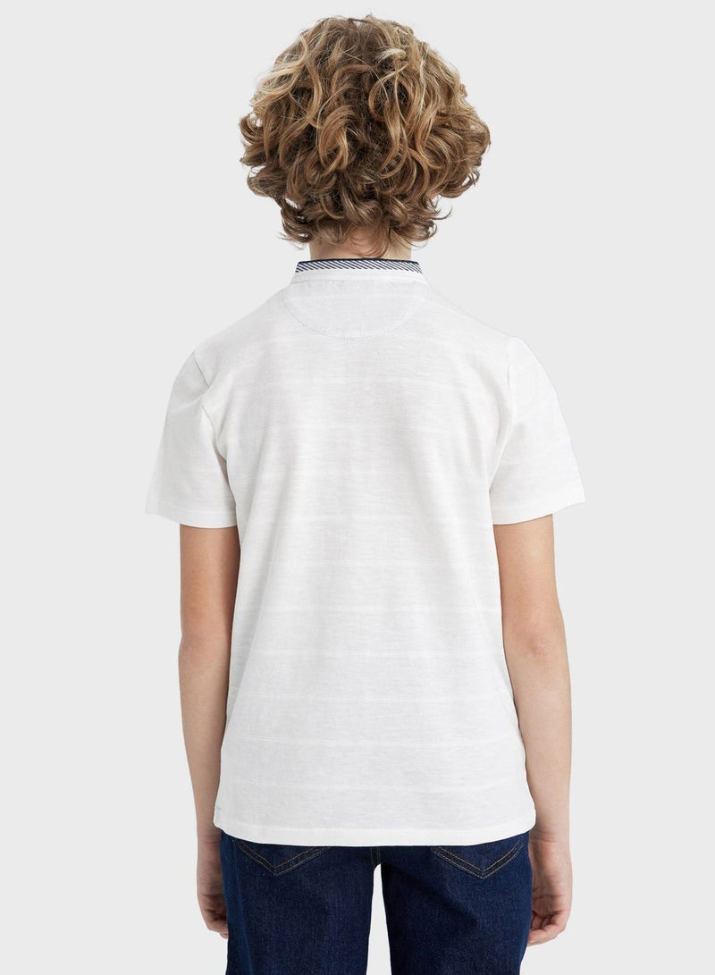 DeFacto Boy High Collar Pique Short Sleeve Polo T-Shirt  - Image 2