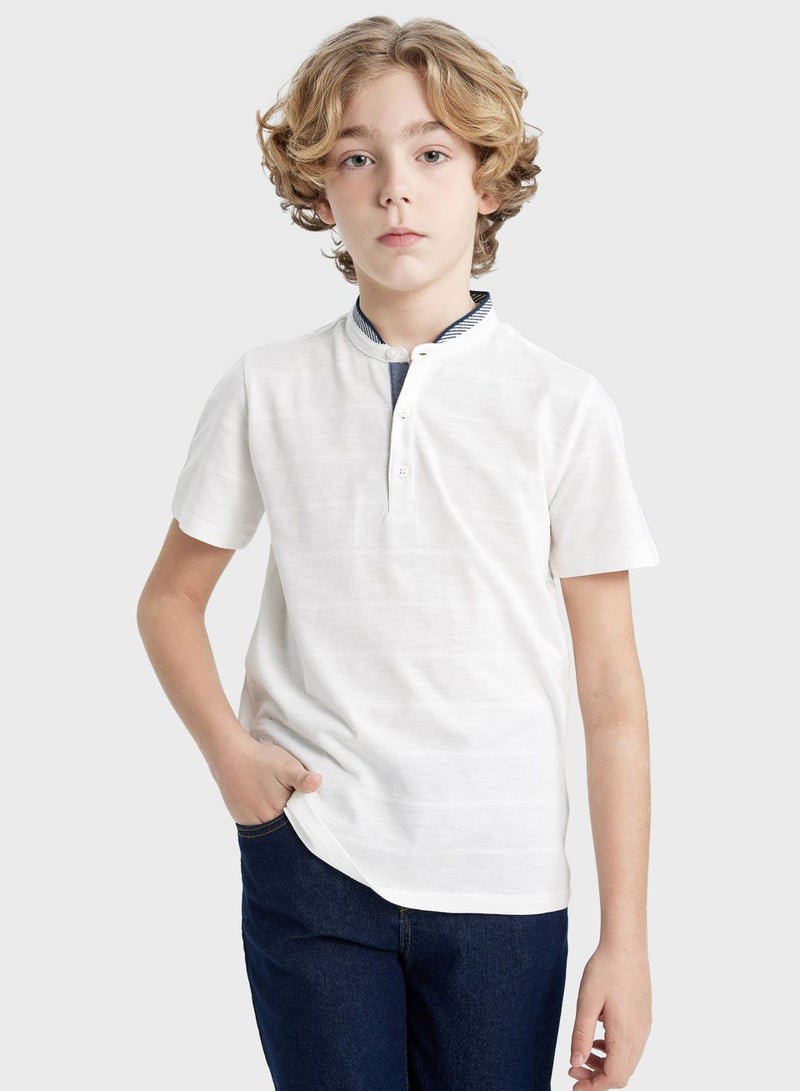 DeFacto Boy High Collar Pique Short Sleeve Polo T-Shirt  - Image 3