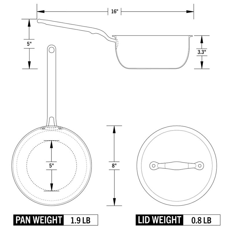 Heritage Steel x Eater 2 Quart Stainless Steel Saucier Pan | 5-Ply Fully Clad | Stay Cool Handle | Induction Compatible | Non-Toxic | Cook like a Pro - Image 3