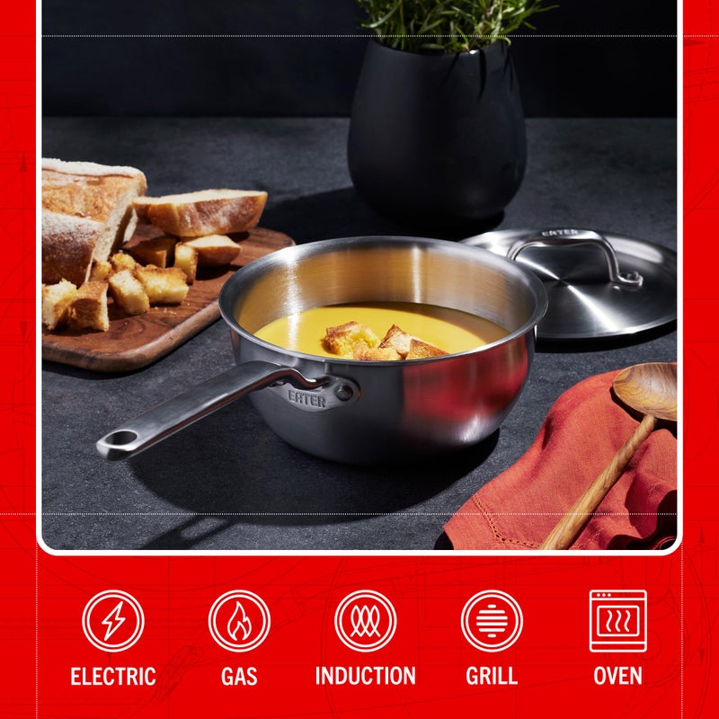 Heritage Steel x Eater 2 Quart Stainless Steel Saucier Pan | 5-Ply Fully Clad | Stay Cool Handle | Induction Compatible | Non-Toxic | Cook like a Pro - Image 5