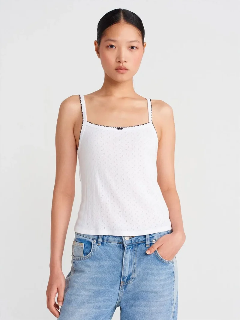 ديلفين Dilvin Textured Cotton Modal Cami Blouse