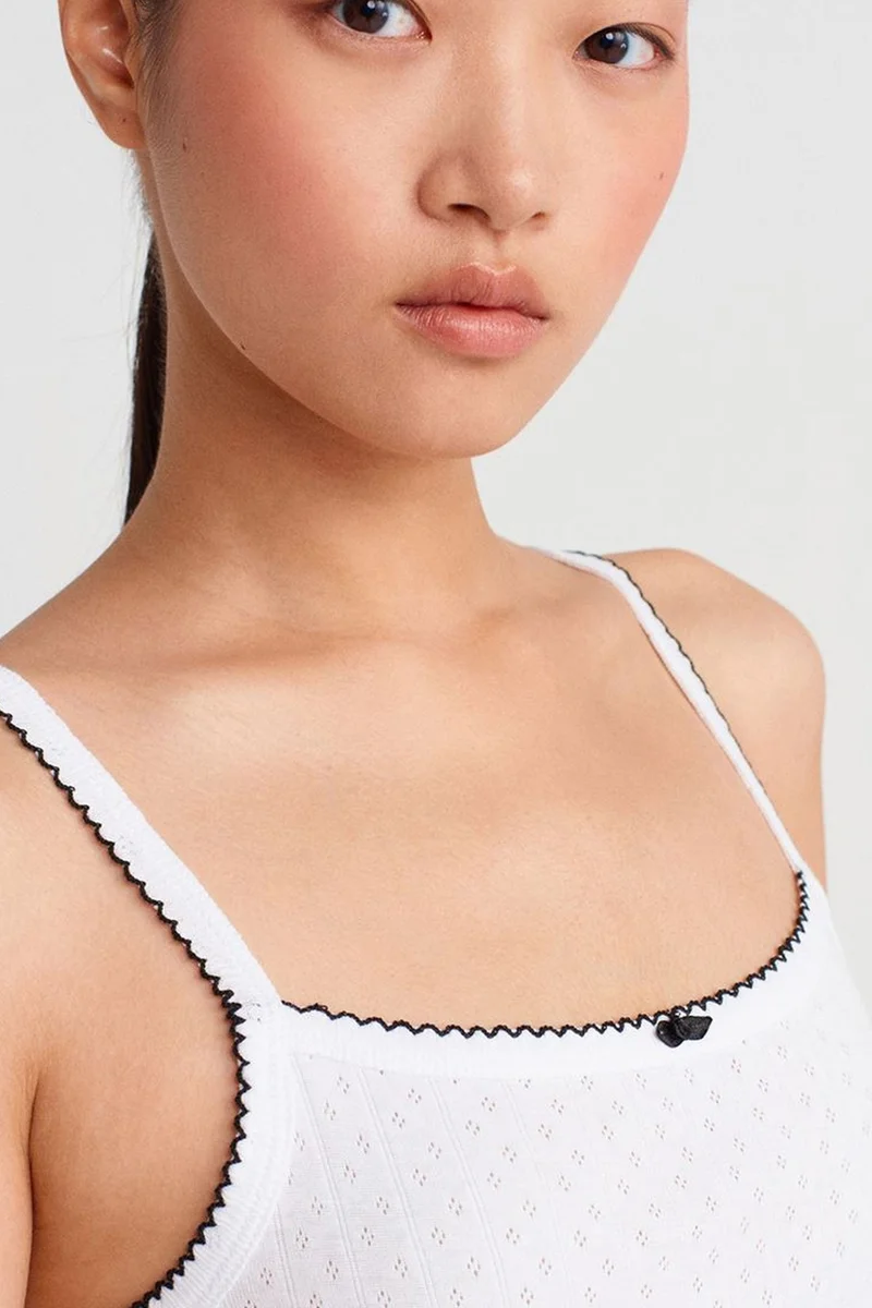 Dilvin White DILVIN Textured Cotton Modal Cami Blouse for Women | Best Price UAE
