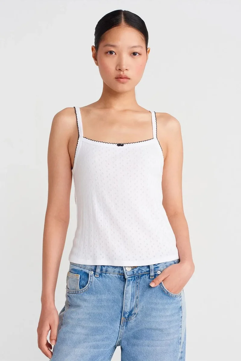 DILVIN Textured Cotton Modal Cami Blouse