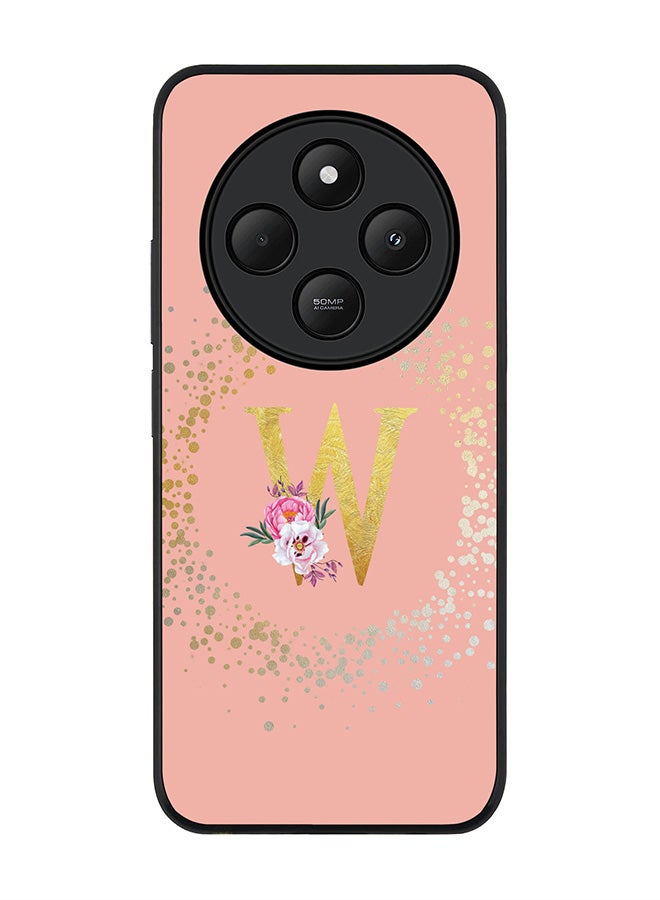 Stylizedd For Xiaomi Redmi 14C / 14R Case,Slim fit Camera Protection, Shockproof Thin Phone cover - Custom Monogram Floral - W (Rose Pink ) - Image 1