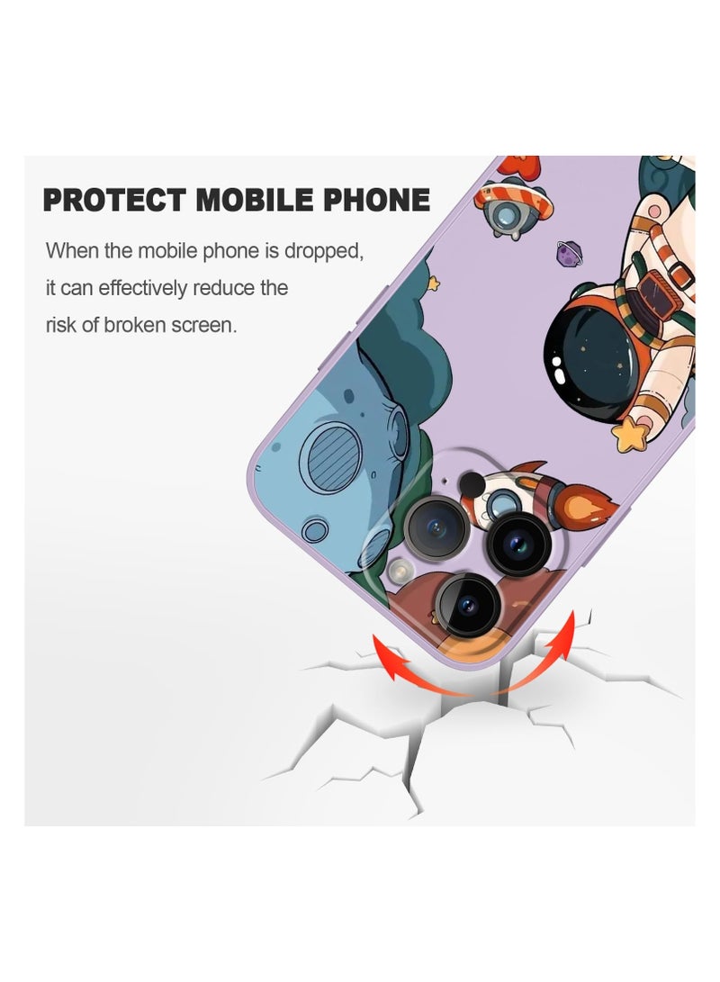 for iPhone 15 Pro Max Cases, for iPhone 15 Pro Max Astronaut Case Side Creative Pattern Designs Liquid Silicone Shockproof Soft for Girls Boys 15 Pro Max Case-Astronaut Purple - Image 4