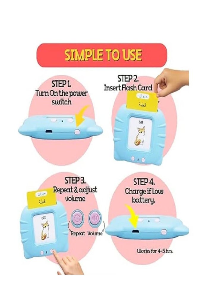 Talking flashcards in Arabic and English with 112 visual words for children aged 2 to 6 years, teaching Arabic and English for kids, bilingual educational card games for early learning (bule). - Image 2