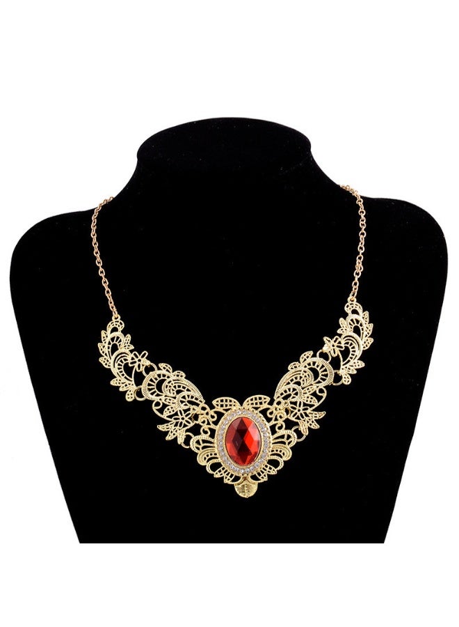 NIBEMINENT Noble Elegance Innoer Gold Gemstone-Embedded Short Necklace