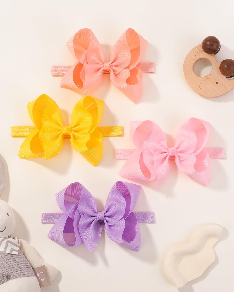 jollybows 20pcs Baby Girls Grosgrain Ribbon Hair Bows Headbands 6" Elastic Hair Band Hair Accessories for Infants Newborn (Multicoloured 6â€œ Bows Elastic Headband) - Image 4