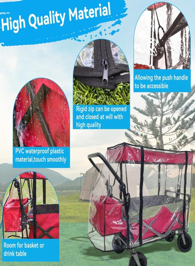 Wagon Cover for Rain, Universal Rain Cover Water Proof Wind Cover Stroller Baby Trend Quad Radio Flyer Wagon Rain Cover Trolley Cart Accessories for Outdoor Garden Camping Picnic - Image 3