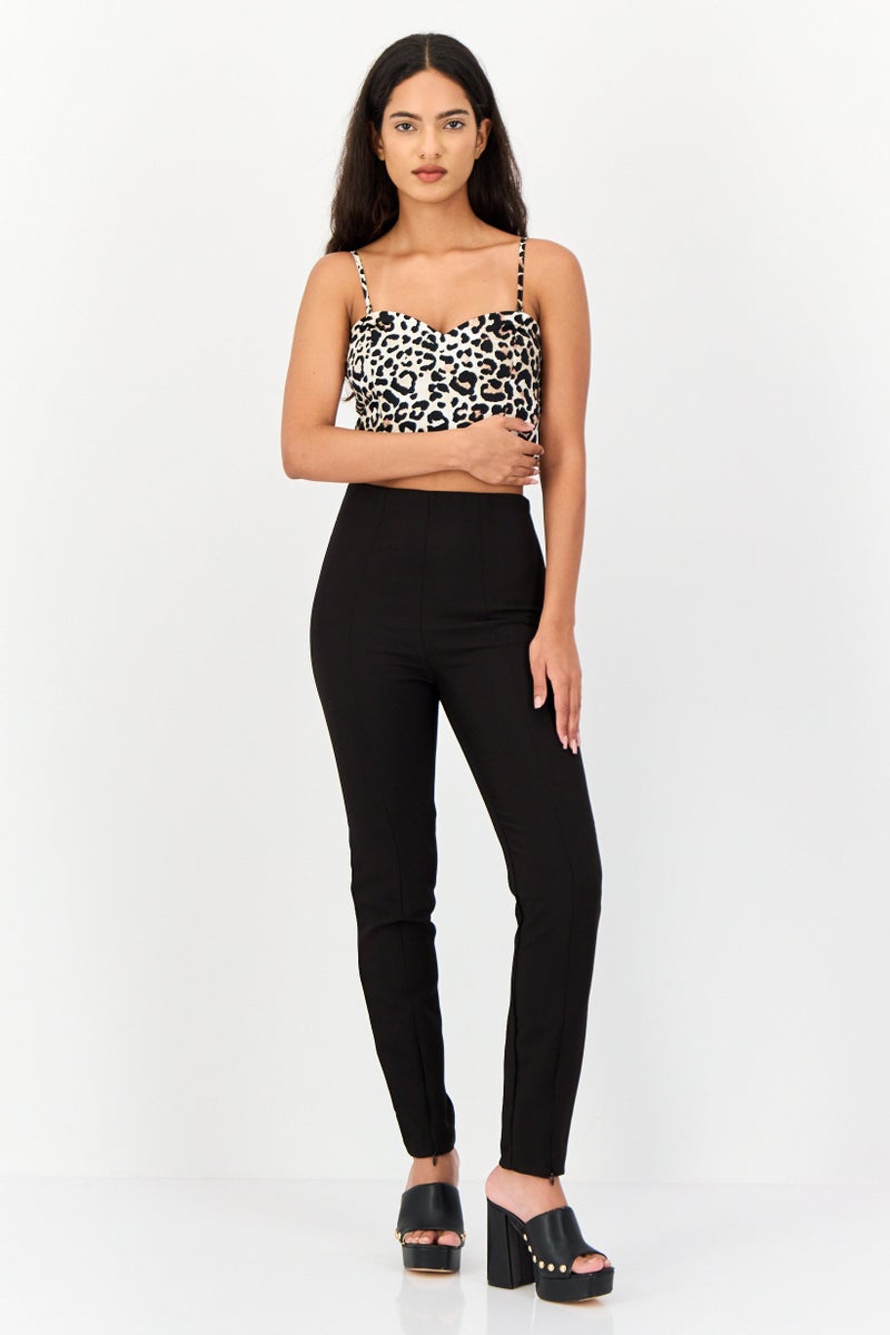 KOTON Women Slim Fit Solid Skinny Pants, Black - Image 2