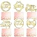 LetsCake 6Pack Gold Cake Topper Set DoubleSided Glitter Acrylic Happy Birthday Cupcake Toppers Birthday Decorations for Children or Adults - Image 3