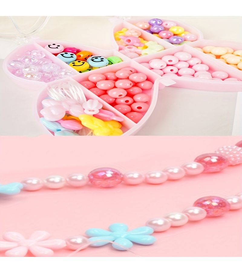 Pink Butterfly Bead Stringing Gift Box Set DIY Craft Creative Handmade Toy - Image 5