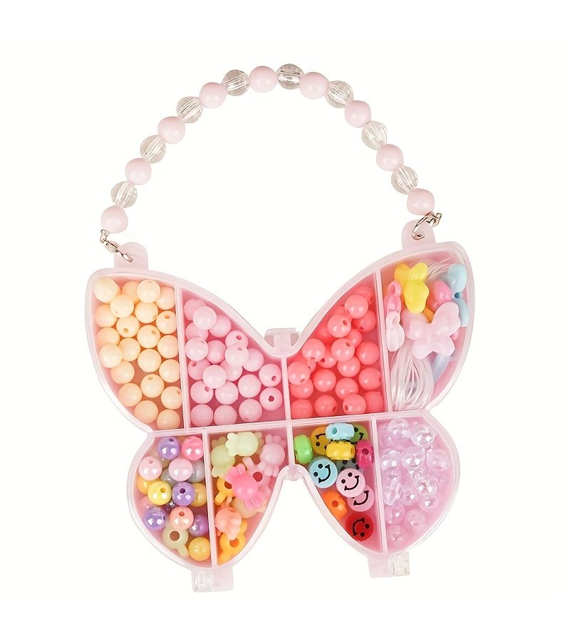 Pink Butterfly Bead Stringing Gift Box Set DIY Craft Creative Handmade Toy - Image 1