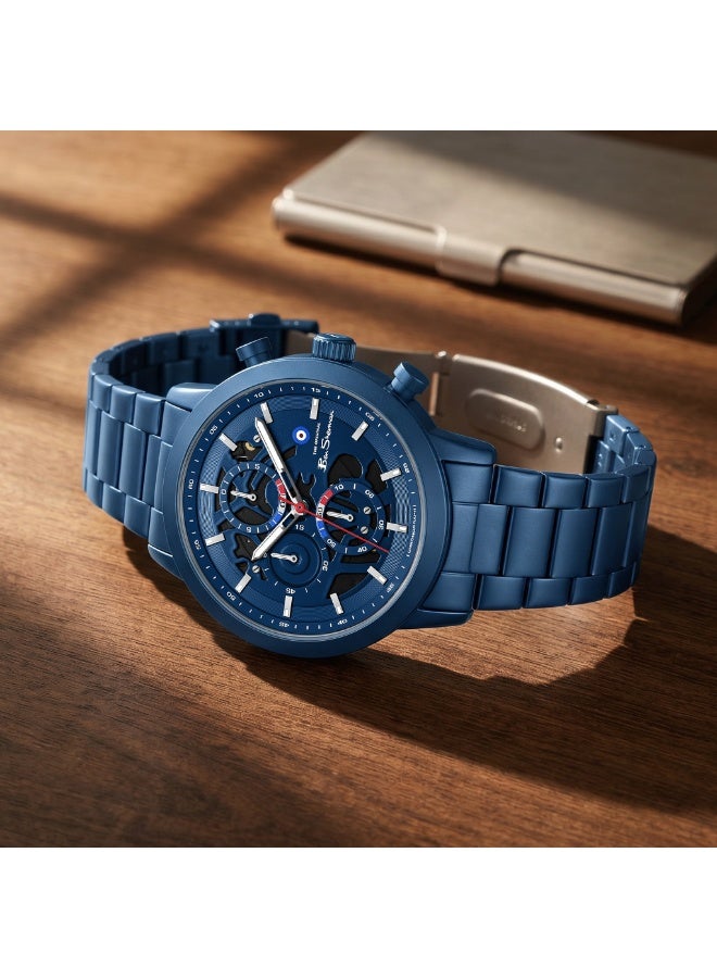 Ben Sherman Nottingham Blue Dial Blue Stainless Steel Bracelet Chronograph Watch for Men, 44mm - Image 4