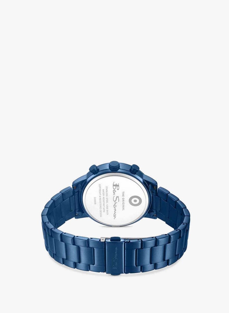 Ben Sherman Nottingham Blue Dial Blue Stainless Steel Bracelet Chronograph Watch for Men, 44mm - Image 3