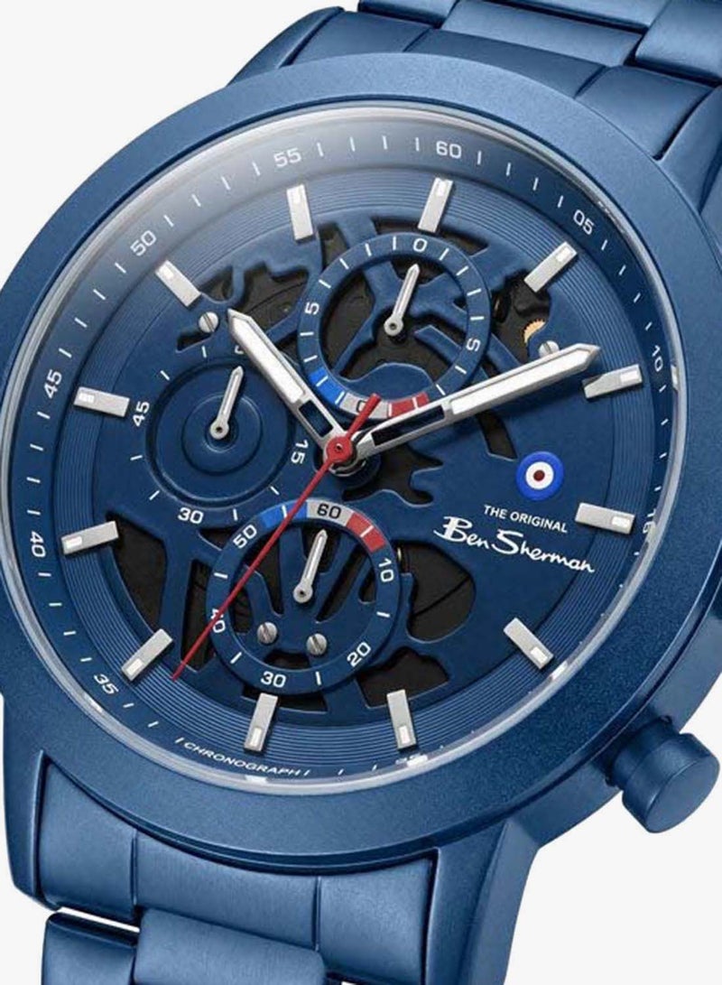 Ben Sherman Nottingham Blue Dial Blue Stainless Steel Bracelet Chronograph Watch for Men, 44mm - Image 2