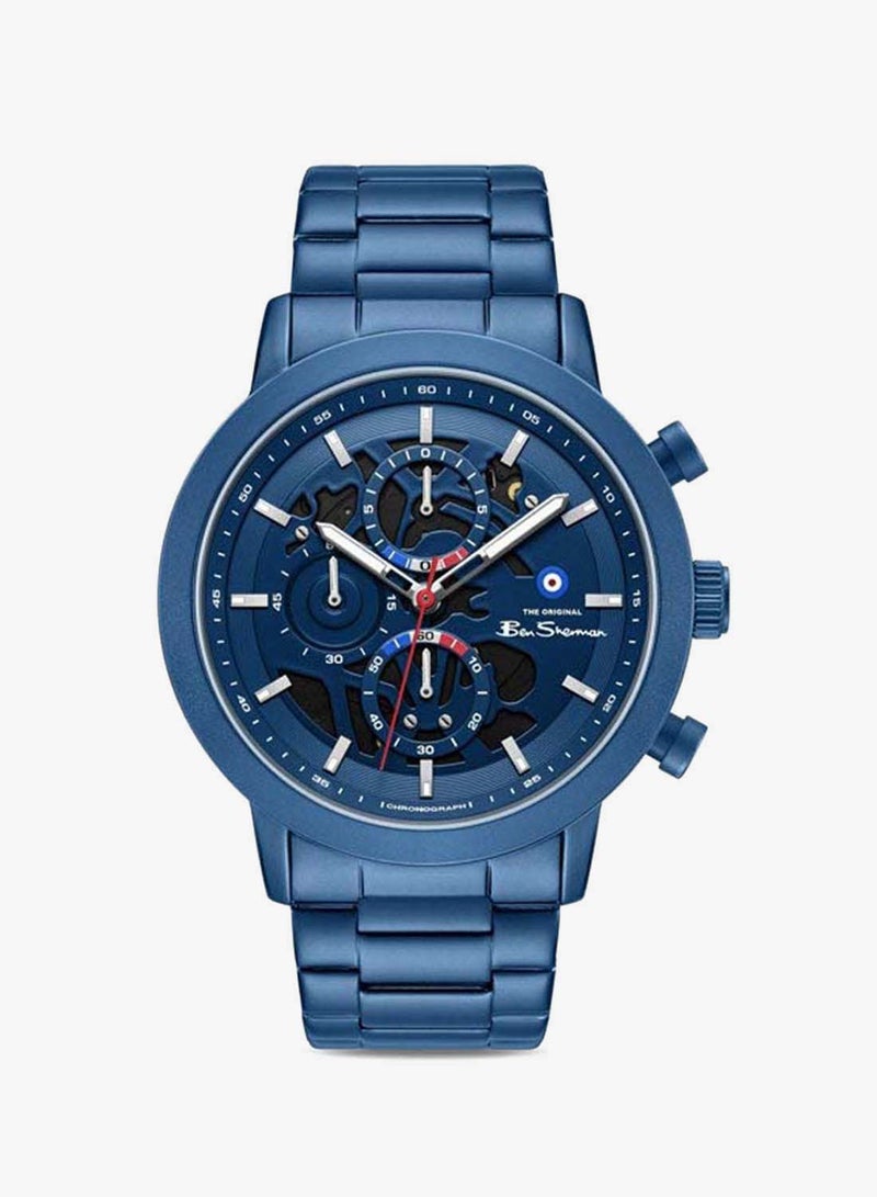 Ben Sherman Nottingham Blue Dial Blue Stainless Steel Bracelet Chronograph Watch for Men, 44mm - Image 1