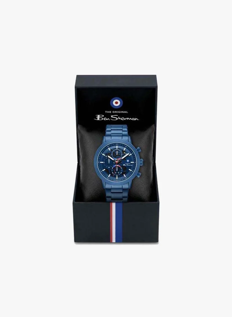 Ben Sherman blue Nottingham Blue Dial Blue Stainless Steel Bracelet Chronograph Watch for Men, 44mm for Men | Best Price UAE