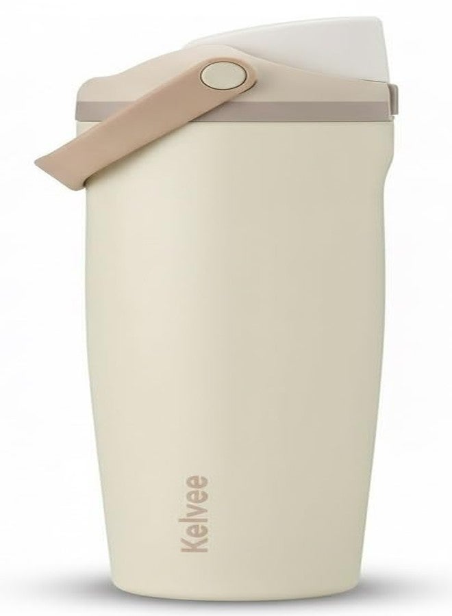 KELVEE كوب ماء معزول من الفولاذ المقاوم للصدأ سعة 900 مل من KELVEE FreeSip Sway مزود بفوهة وماصة ثنائية الاتجاه، ومقبض دلو، ومانع للتسرب وخالٍ من مادة BPA، مناسب للرياضة والسفر، مثالي للمدرسة والنادي الرياضي والأنشطة الخارجية (لون محمص قليلاً). - Image 1