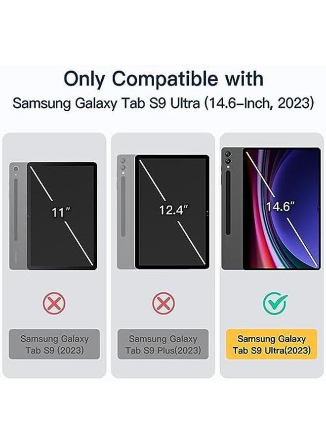 جي تيك حافظة لهاتف سامسونج جالاكسي تاب S9 الترا 14.6 بوصة شفافة مع حامل ثلاثي الطي غطاء حماية للكمبيوتر اللوحي يدعم قلم S للشحن التلقائي والنوم، جرافيت أسود - Image 2