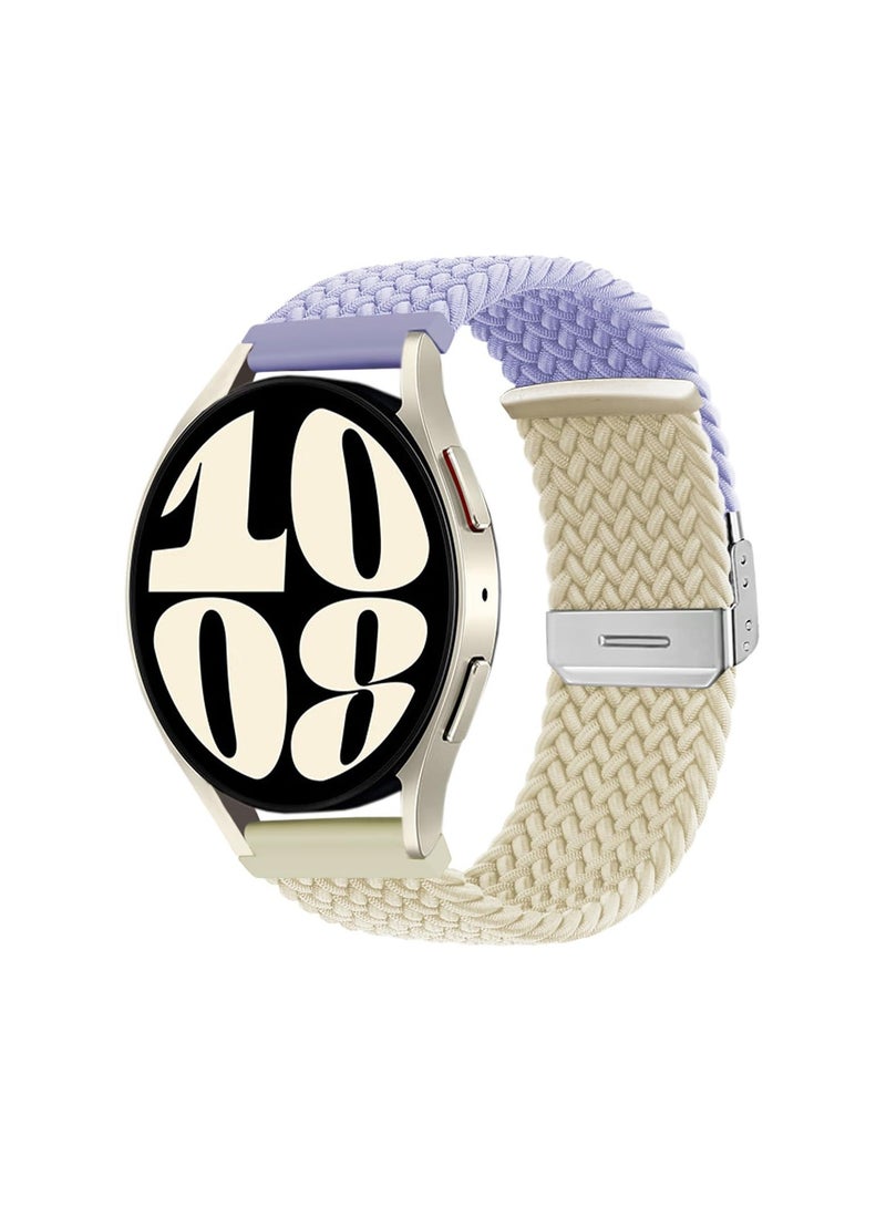 Bands for Samsung Galaxy Watch 6/5/4/5 Pro/6/4 Classic/Active 2/Active/Watch 3, 20mm Elastic Braided Nylon Loop Sport Strap for 40mm, 44mm, 45mm, 43mm, 47mm, 42mm, 46mm, and 41mm, Purple Starlight - Image 1