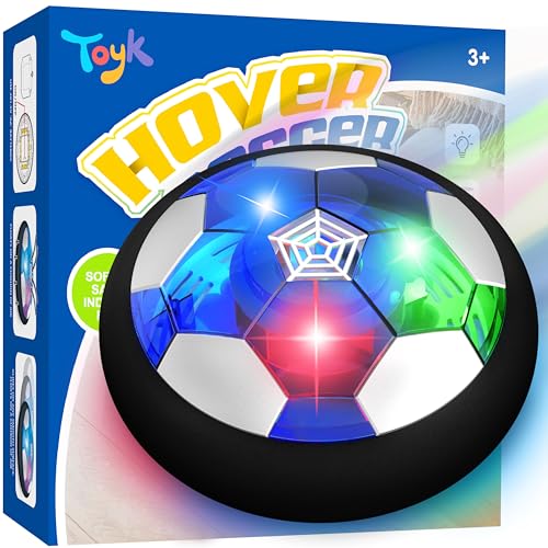 Toyk Hover Soccer Ball Boy Toy Air Powered Floating Hover Soccers with LED Light Kids Training Soccer Ball Indoor Outdoor Game Birthday Gifts for Age 3 4 5 6 7 810 Years Old Boys Girls - Image 1