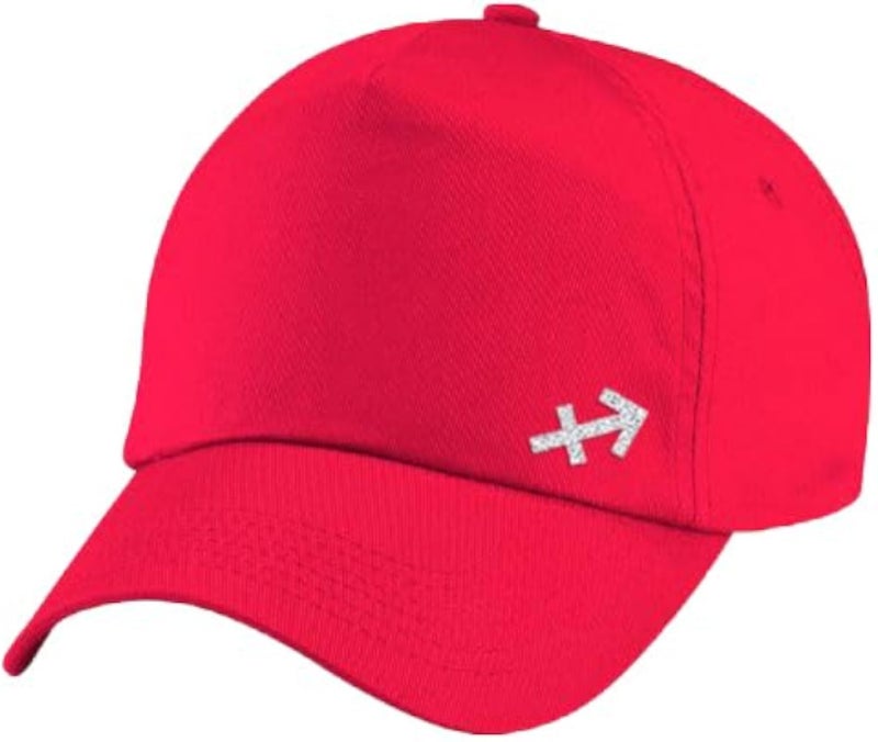 Red Cap with Sagittarius zodiac Silver Color Logo