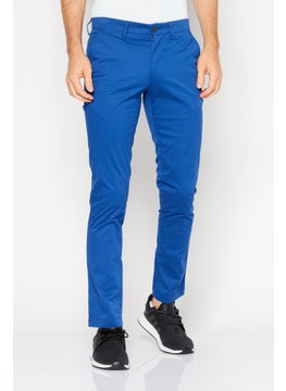 LACOSTE Men Slim Fit Solid Stretchable Chino 32 Length, Blue  - Image 1