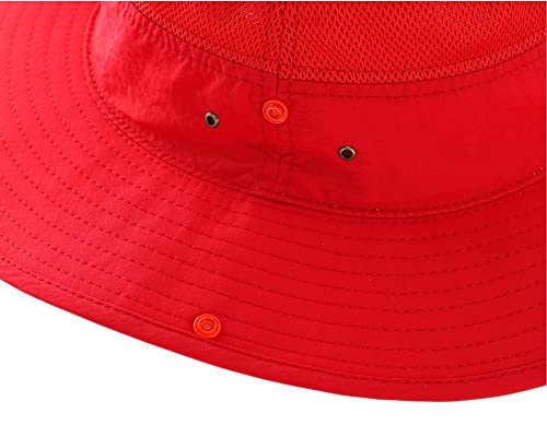 Connectyle قبعة شمسية شبكية خارجية من كونكتايل بحافة عريضة لحماية من الشمس قبعة صيفية للصيد والصيد والتنزه وزراعة الحدائق حمراء - Image 4