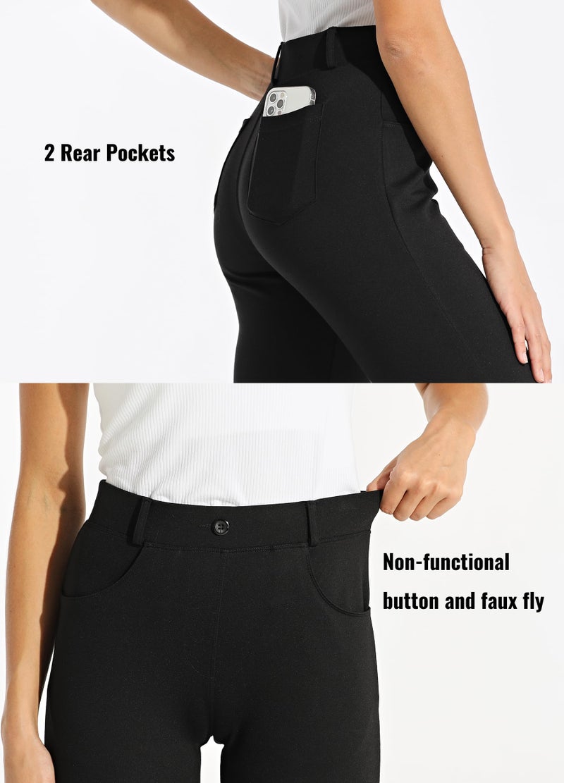 Willit 31" Women's Yoga Dress Pants Straight Leg Work Slacks Stretchy Office Casual Pants 4 Pockets Belt Loops Black XL - Image 5