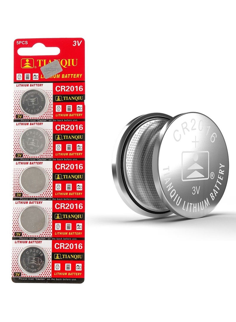TIANQIU 5 Pcs CR2016 Lithium Coin Battery, 3V Button Cell for Watches, Calculators, Key Fobs, Small Electronics  - Image 1