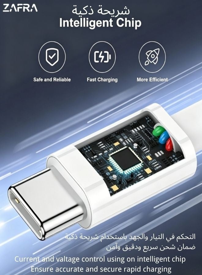 زَافِرَة كابل شحن سريع من النوع C إلى النوع C بقدرة 60 واط، سلك شاحن USB-C مضفر من النايلون بطول 1 متر، متوافق مع أجهزة iPhone 17/16/15، Samsung Galaxy S26/25/24 Ultra، Huawei، Xiaomi، iPad Pro، MacBook Air/Pro - Image 4