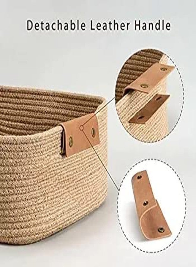 Gleckn Rectangular Storage Organizer Foldable Jute Rope Utility Laundry Basket Baby Bucket Hamper For Gifts,Kitchen,Living Room,Bathroom,Office Set, Planter,Dirty Cloth (Pack Of 1) (Brown) - Image 4