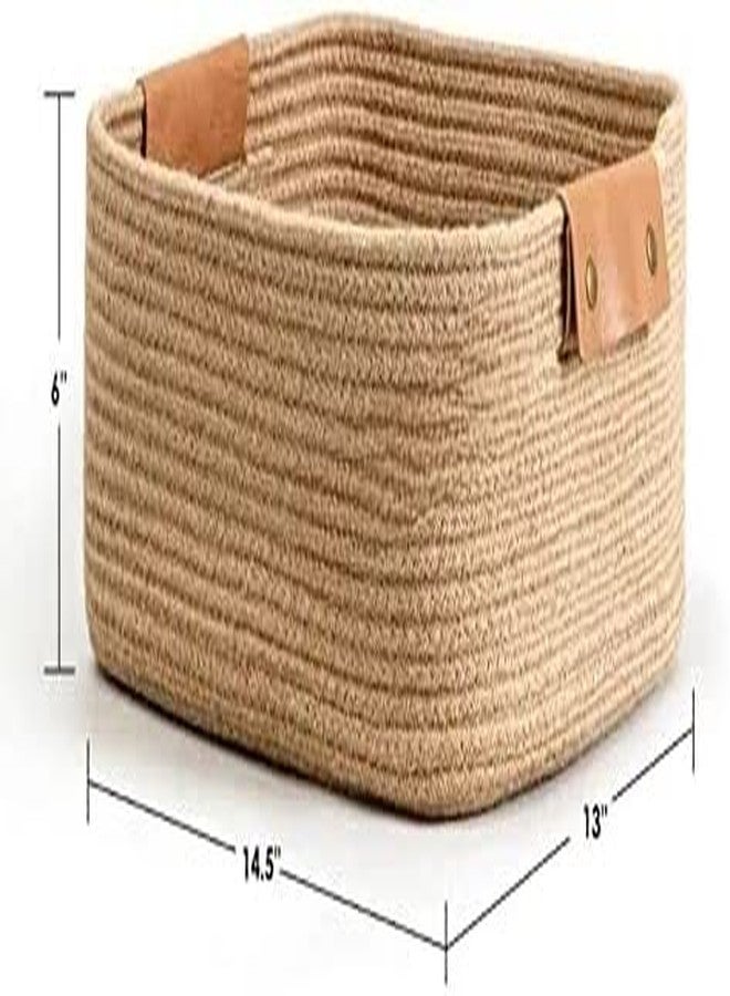 Gleckn Rectangular Storage Organizer Foldable Jute Rope Utility Laundry Basket Baby Bucket Hamper For Gifts,Kitchen,Living Room,Bathroom,Office Set, Planter,Dirty Cloth (Pack Of 1) (Brown) - Image 2