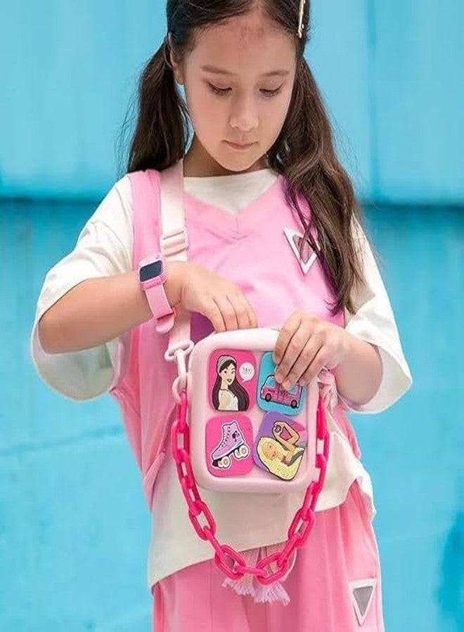 ADSON Kids Cute EVA Kuromi Silicone Sling Bag Crossbody Bag Shoulder Sling & Hand Bag Coin Purse Cute Tote Wallet Girl Messenger For Girls The Perfect Accessory For Every Kuromi Fan (Light Pink) - Image 2