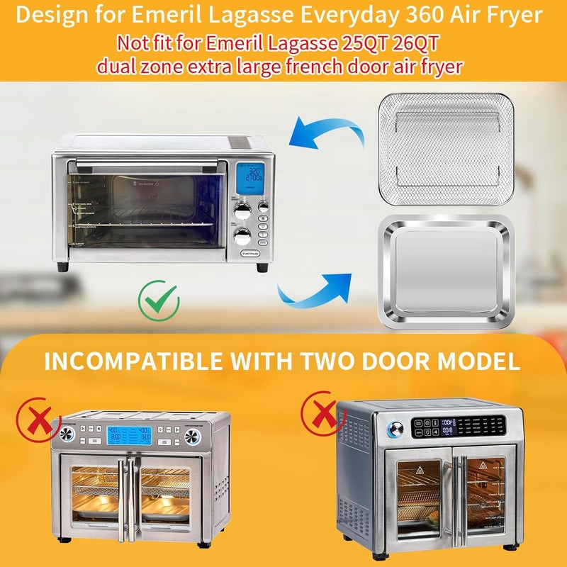 GWY Air Fryer Baking Pan Set for Emeril Lagasse Everyday 360 Air Fryer 12''×10'' Steel Non-stick Air Fryer Accessories Grill Pan Crisper Plate Replacement Parts，Not Fit For Emeril French Door Model - Image 3