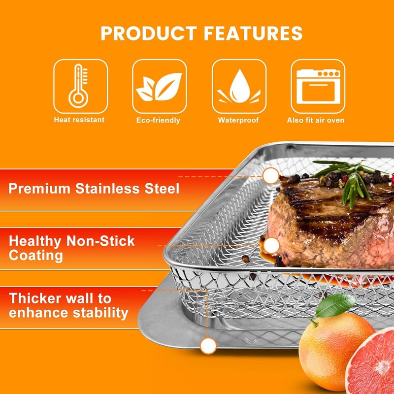 GWY Air Fryer Baking Pan Set for Emeril Lagasse Everyday 360 Air Fryer 12''×10'' Steel Non-stick Air Fryer Accessories Grill Pan Crisper Plate Replacement Parts，Not Fit For Emeril French Door Model - Image 4