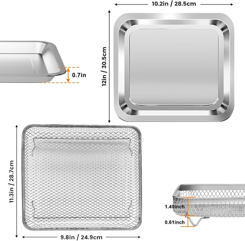 GWY Air Fryer Baking Pan Set for Emeril Lagasse Everyday 360 Air Fryer 12''×10'' Steel Non-stick Air Fryer Accessories Grill Pan Crisper Plate Replacement Parts，Not Fit For Emeril French Door Model - Image 2