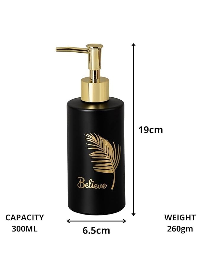Graidient span Graidient span 300ML Opaque Glass Liquid Soap Dispenser for Bathroom Handwash Liquid Dispenser Bottle for Kitchen Washbasin Set of 1  - Image 3
