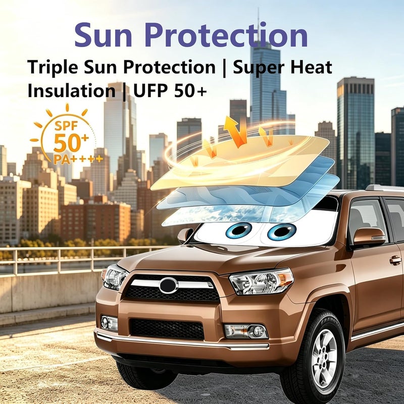 Güvenç غطاء شمسي للزجاج الأمامي من لتويوتا 4Runner 2010-2023 2024 2025 2026، SR5، Trail، TRD (Off-Road، Premium، Pro) Limited، ملحقات ظلال أمامية للزجاج الأمامي، واقي من الحرارة والأشعة فوق البنفسجية (4 Runner) - Image 3