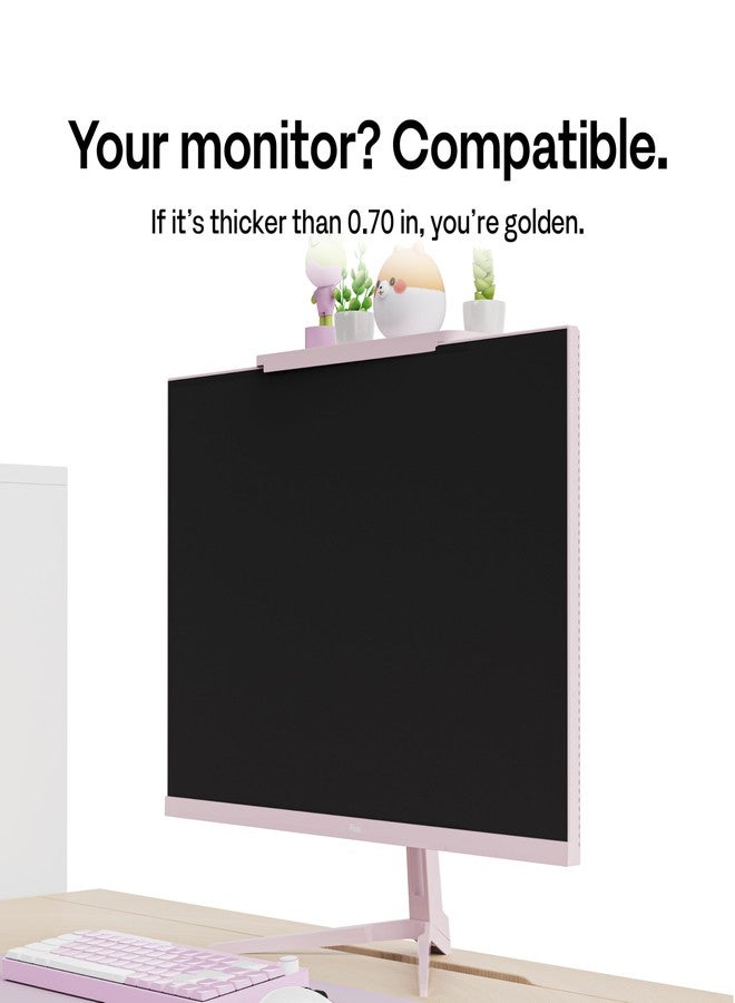 Pixio 12 inch Pink Monitor Storage Top Shelf - Adjustable Platform, Universal Fit, Holds Up to 13lbs, Works on TV, Flat, Curved Monitors, Storage for Webcams, Clocks, Phone, Figures - Image 4