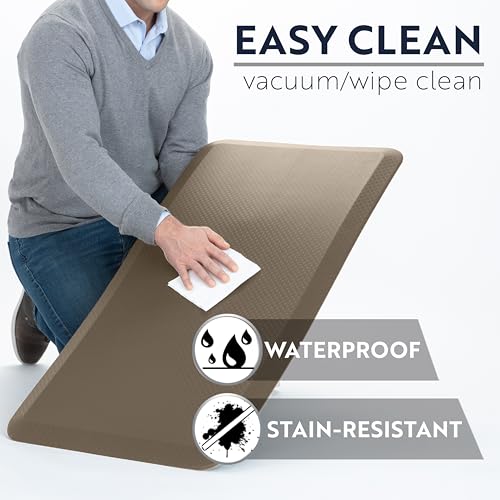 KANGAROO Anti Fatigue Mats for Kitchen Floor, Reduce Foot, Knee, Back Pressure, 3/4 Inch Thick Cushioned Ergonomic Mat, Waterproof Comfort Rug for Under Sink, Standing Desk, Store Floors, 17x24, Beige - Image 4