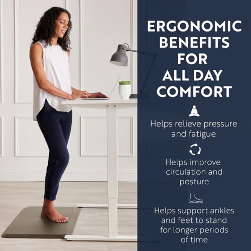 KANGAROO Anti Fatigue Mats for Kitchen Floor, Reduce Foot, Knee, Back Pressure, 3/4 Inch Thick Cushioned Ergonomic Mat, Waterproof Comfort Rug for Under Sink, Standing Desk, Store Floors, 17x24, Beige - Image 3
