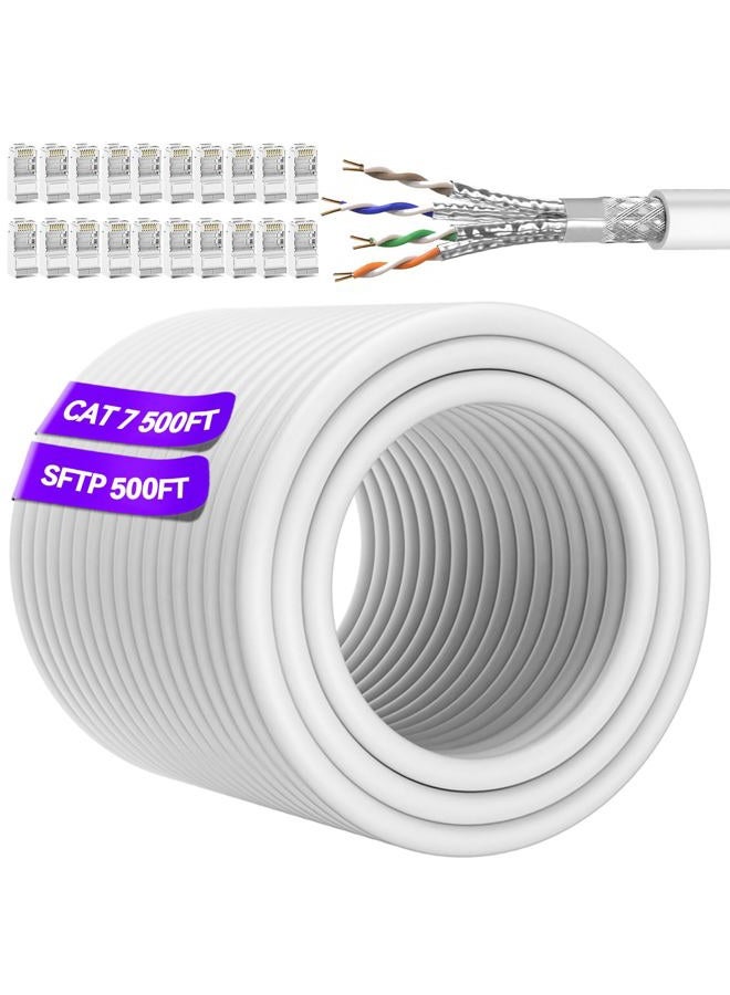 Soibke Cat 7 Ethernet Cable 500ft Bulk (20 RJ45), Outdoor&Indoor, SFTP Cat 7 Triple Shielded Ethernet Cable, LLDPE, Waterproof, Direct Burial, In-Ground, UV Resistant, LAN, Network, Internet, Cat7 500ft - Image 1