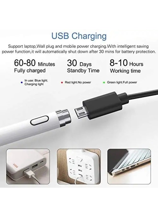 BLACK ONE - Active rechargeable Drawing Stylus Pen 1.5 mm Fine precision point for all Touch Screens mobiles tablets (White) - Image 1
