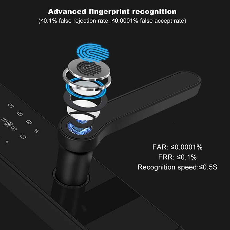 woobles Smart Door Lock, Fingerprint Password Ic Card Keys APP Unlocking, Antitheft Security Equipment, Support Intelligent Voice Instructions, Power-on Self-Check, Combination Unlocking, for Home- - Image 3